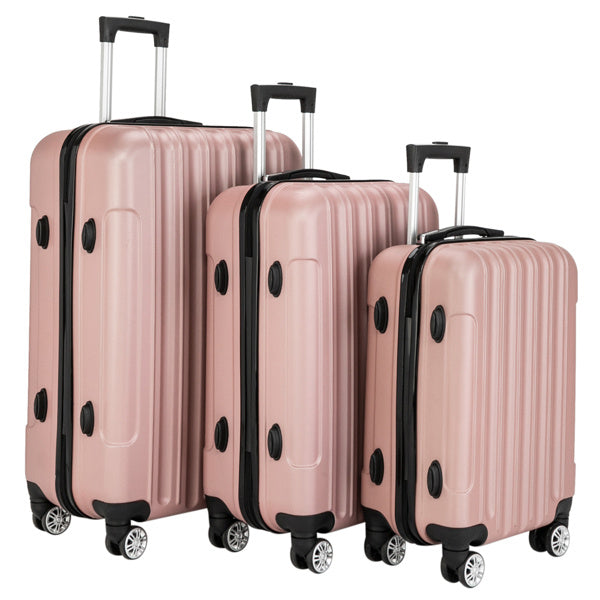 US Local Vertical 3-in-1 Spinner Wheel With Handle Trolley Box 20in 24in 28in ABS Aluminum Alloy Trolley Fashion Color - Rose Gold