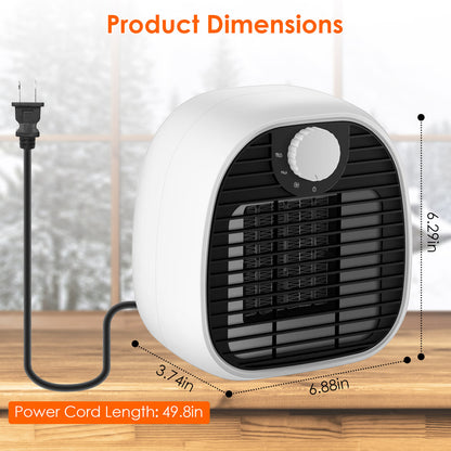 US Local 1Pc Portable Electric Heater Cooler 3 Gear PTC Ceramic Space Heater Overheating Tip Over Protection 3S Heating Space For 269 Sqft Home Office Use