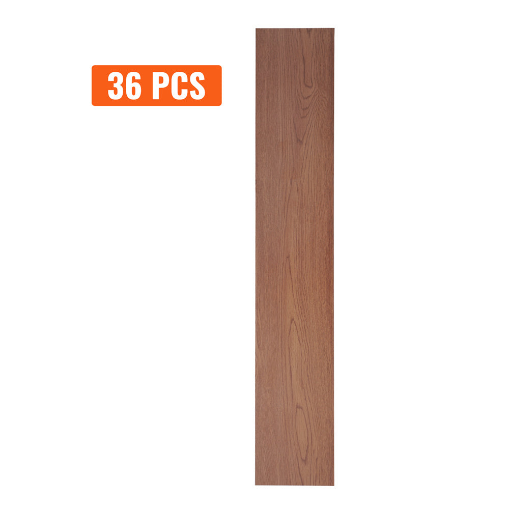 US Local VEVOR Self Adhesive Vinyl Floor Tiles 36 X 6 Inch, 36 Tiles 2.5mm Thick Peel & Stick, Deep Brown Wood Grain DIY Flooring For Kitchen, Dining Room, Bedrooms & Bathrooms, Easy For Home Decor