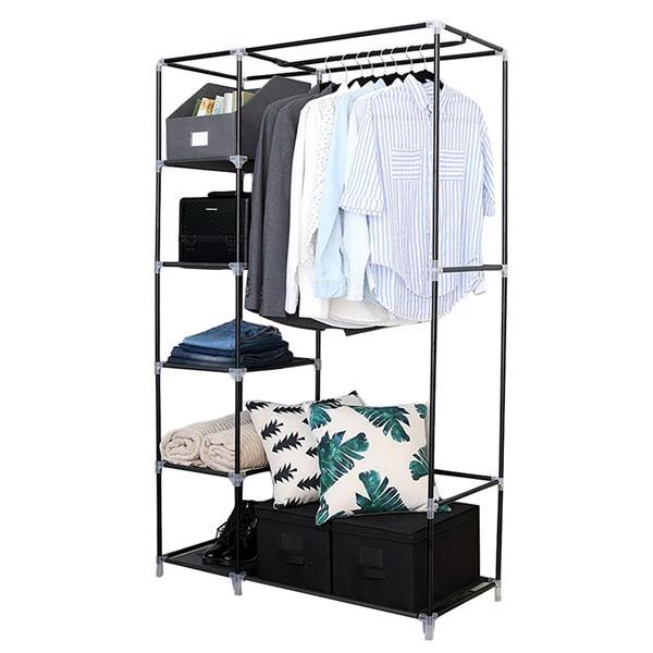 US Local 16 Tube Non-woven Fabric Wardrobe With 4 Layers And 6 Compartments