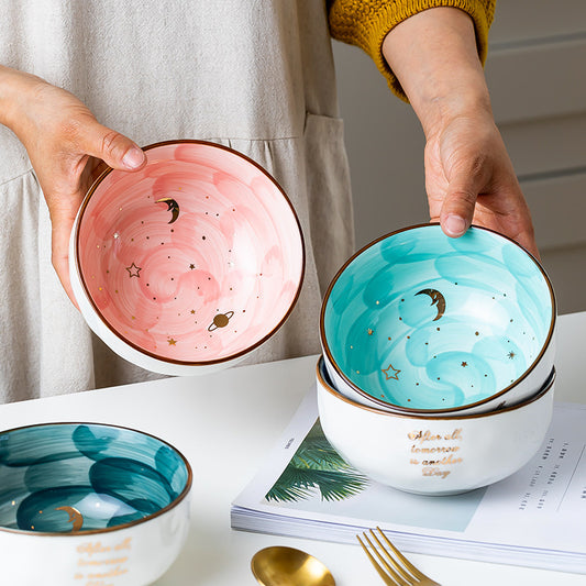 US Local Ceramic Breakfast Salad Bowl With Cute Eating Bowl