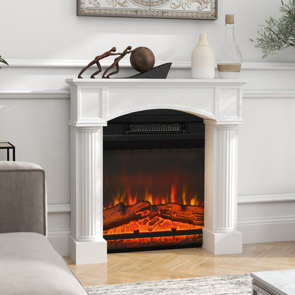 US Local Modern Fireplace Mantel, Freestanding Fireplace Surround For Electric Fireplaces, 43.3 W X 39.8 H, White
