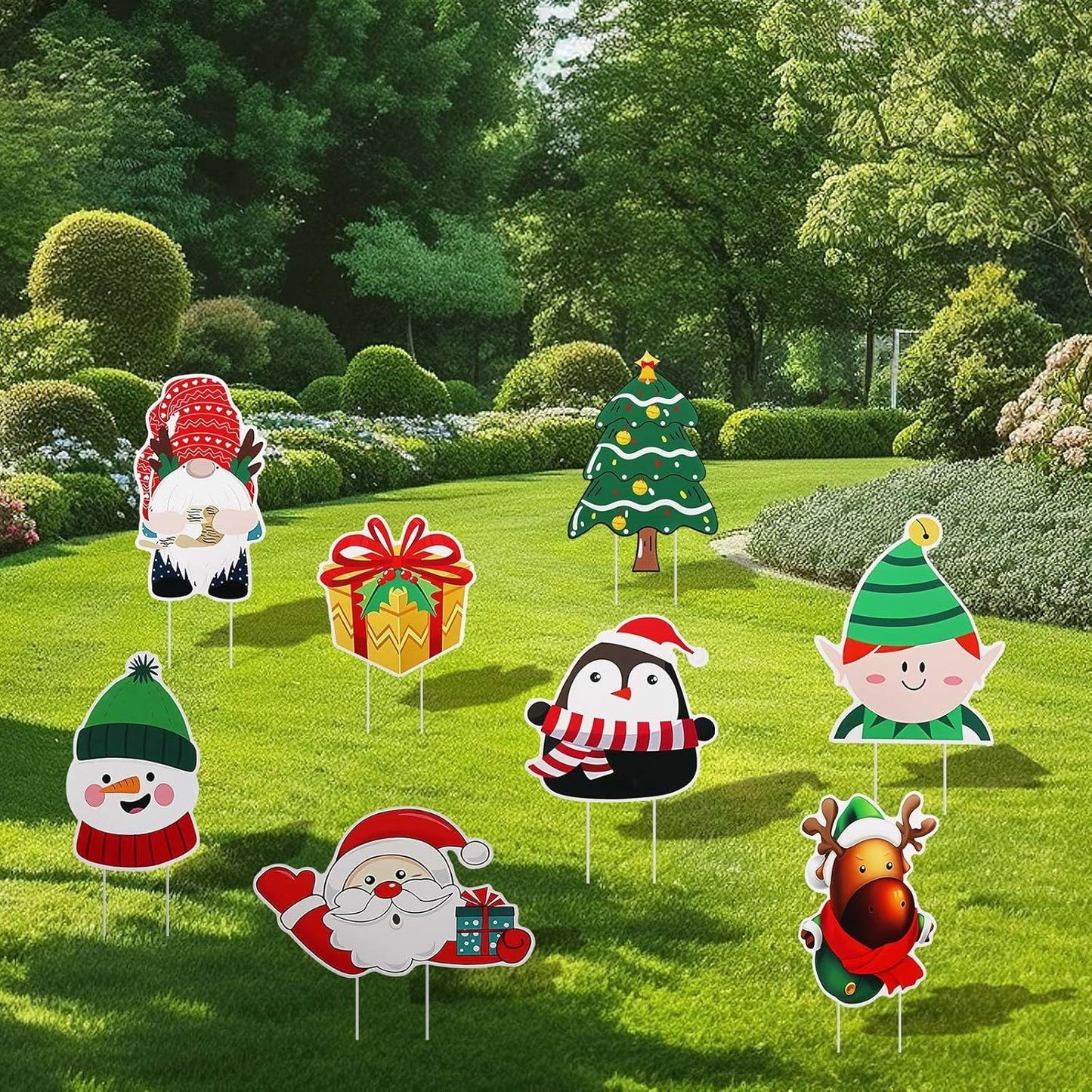 US Local Christmas Garden Signs Set Of 8