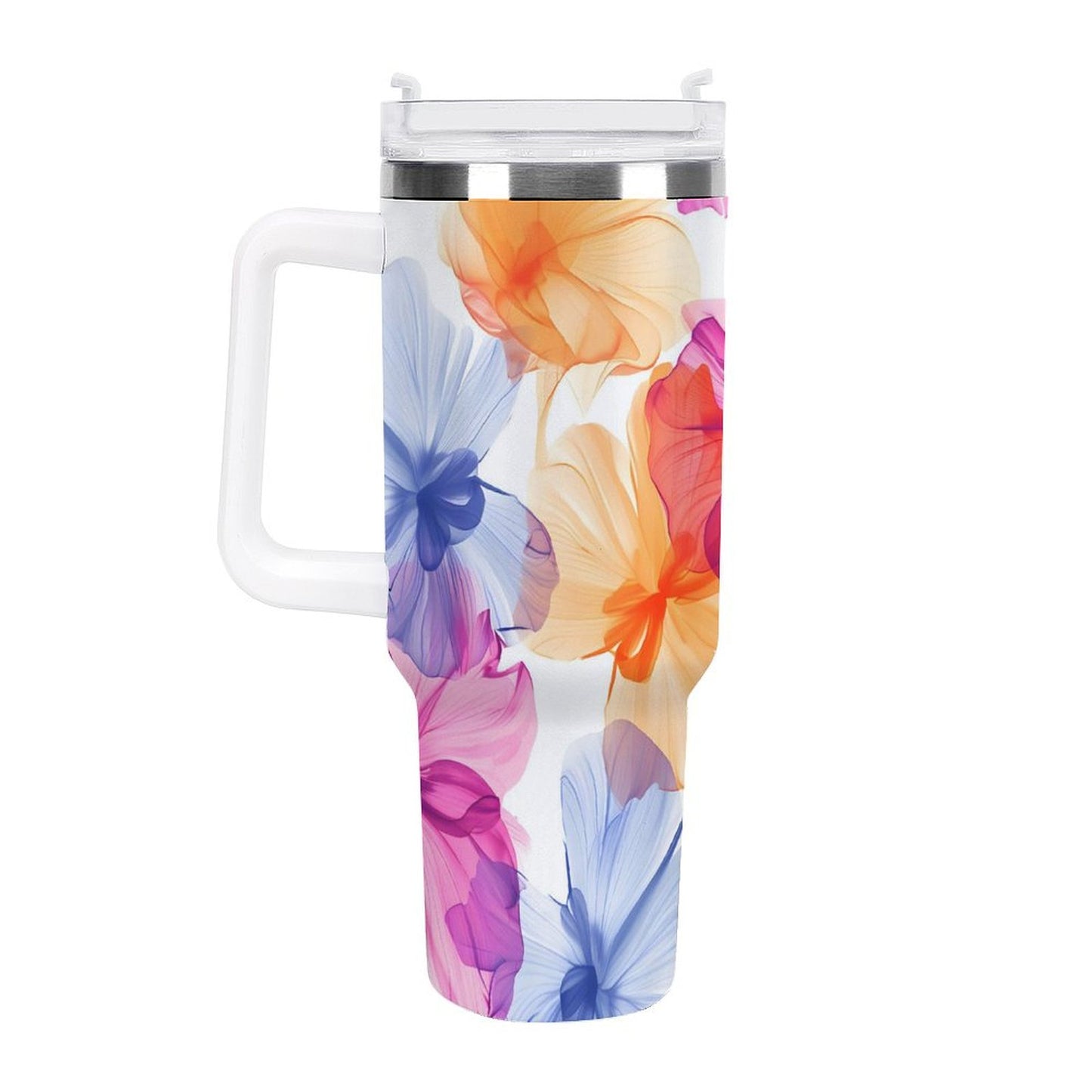 PHDT00475 POD US Local Tumbler 40 oz Large Capacity Car Cup Watercolors, Flowers, Butterflies