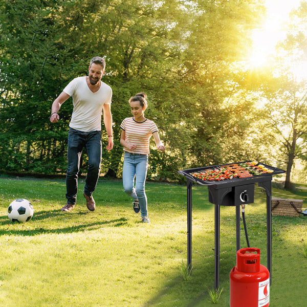 US Local Outdoor Camp Stove High Pressure Propane Gas Cooker Portable Cast Iron Patio Cooking Burner Single Burner 75000-BTU