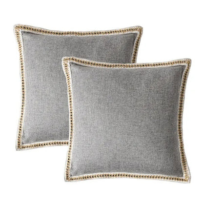 US Local A Set Of Two-piece Retro Linen Trimmed Pillowcases