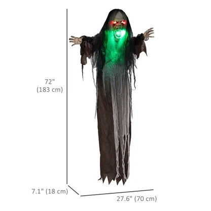 US Local 6' Life Size Decoration Animatronic Green Big-mouth Monster Outdoor Halloween, Sound And Motion Activated