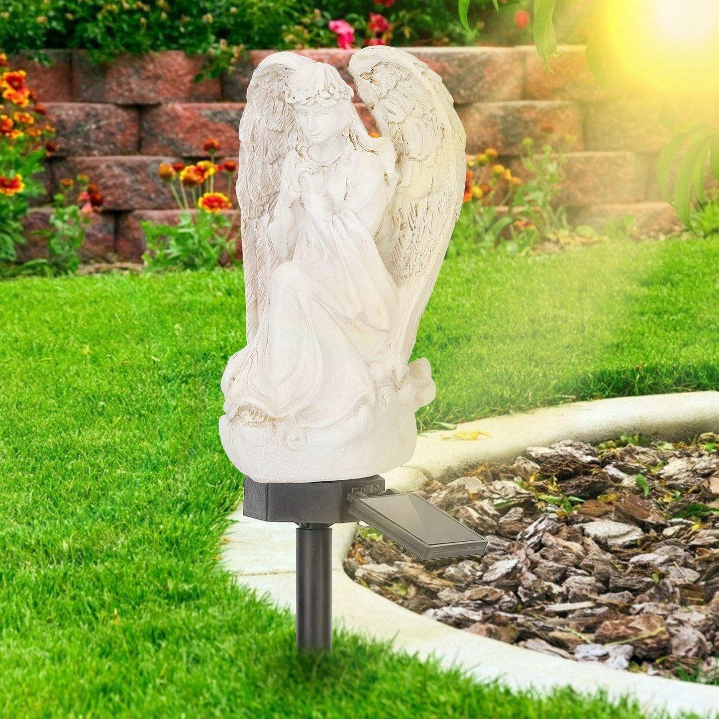 US Local 1Pc Solar Praying Angel Statue Garden Light LED Decoration Angel Lamp IP65 Waterproof Outdoor Decorative Landscape Solar Lawn Lamps For Yard Driveway Walkway Patio