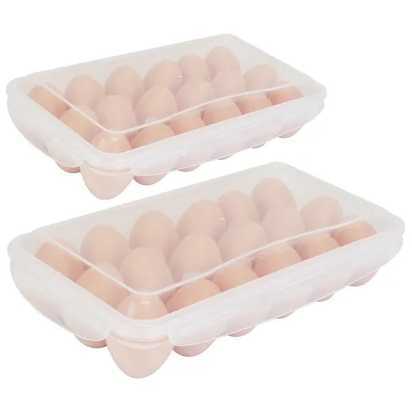 US Local 2Pcs Egg Holder Stackable Plastic Egg Storage Box Egg Rack