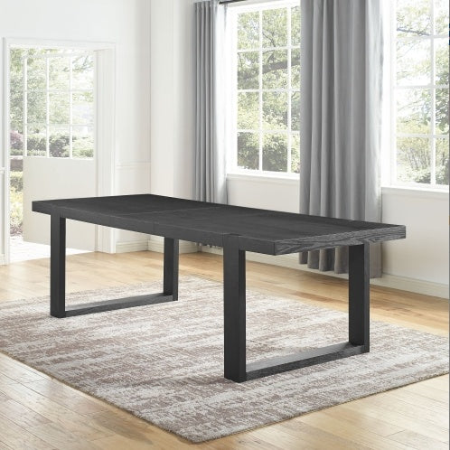 US Local Contemporary 5pc Dining Gray Chairs - Rubbed Charcoal Wood, Gold Accents