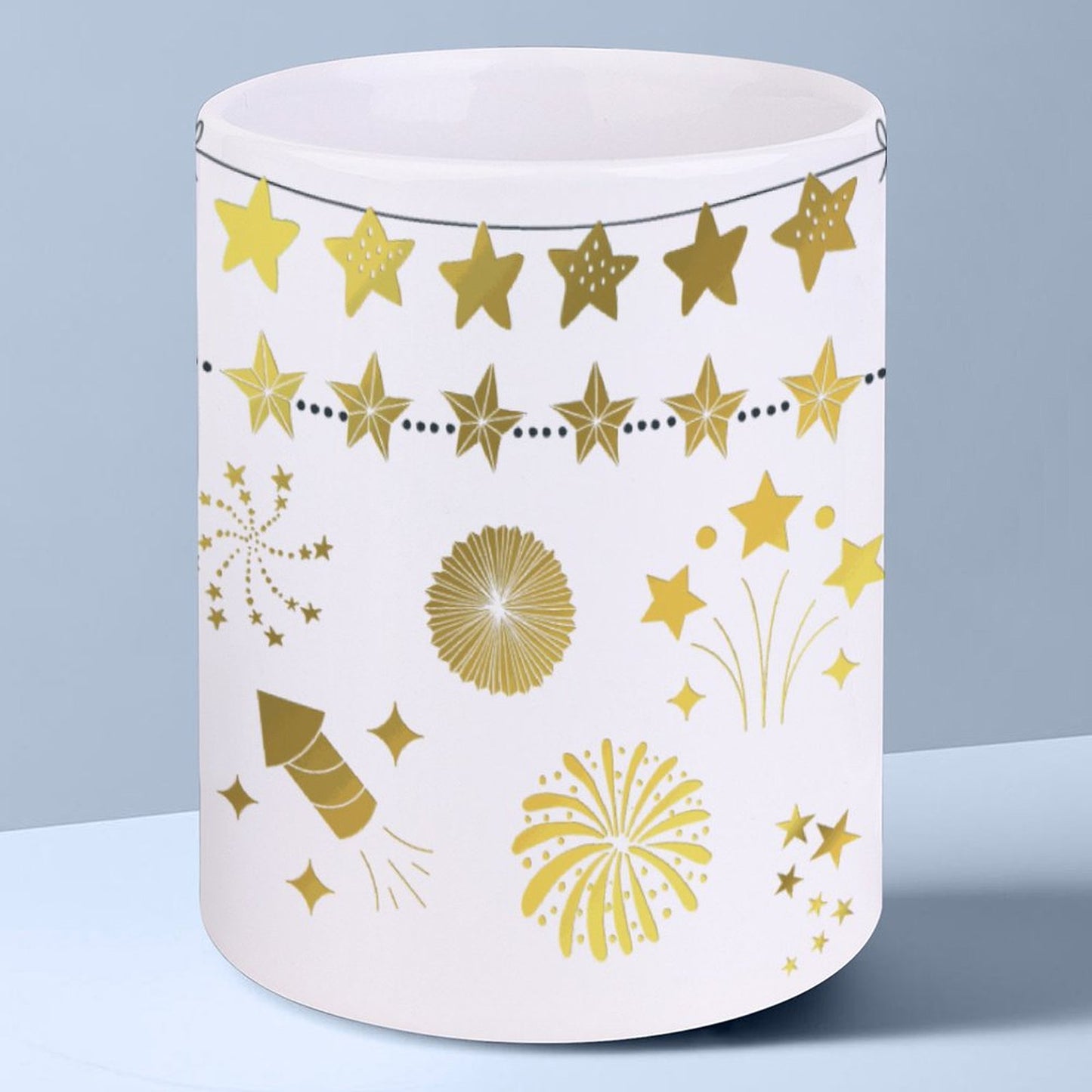 POD US Local White mug with full print, Christmas Gold 0022