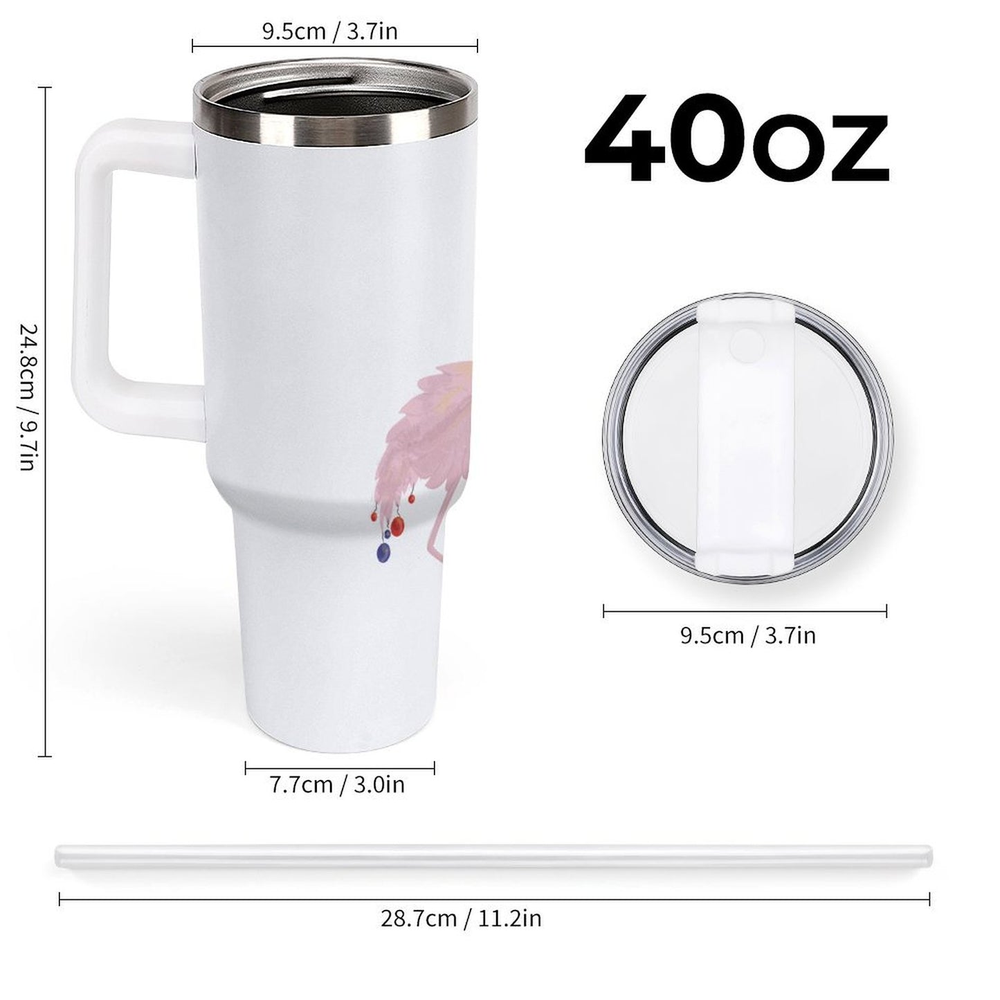 PHDT00302 POD US Local Tumbler 40 oz Large Capacity Car Cup Christmas Pink Flamingos