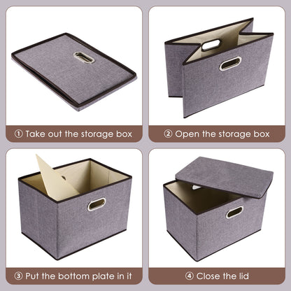 US Local Household Items Storage Box Cotton And Linen Large Folding Storage Box Clothing Storage Box 44-30-30cm, 3-piece Set, 5-piece Set