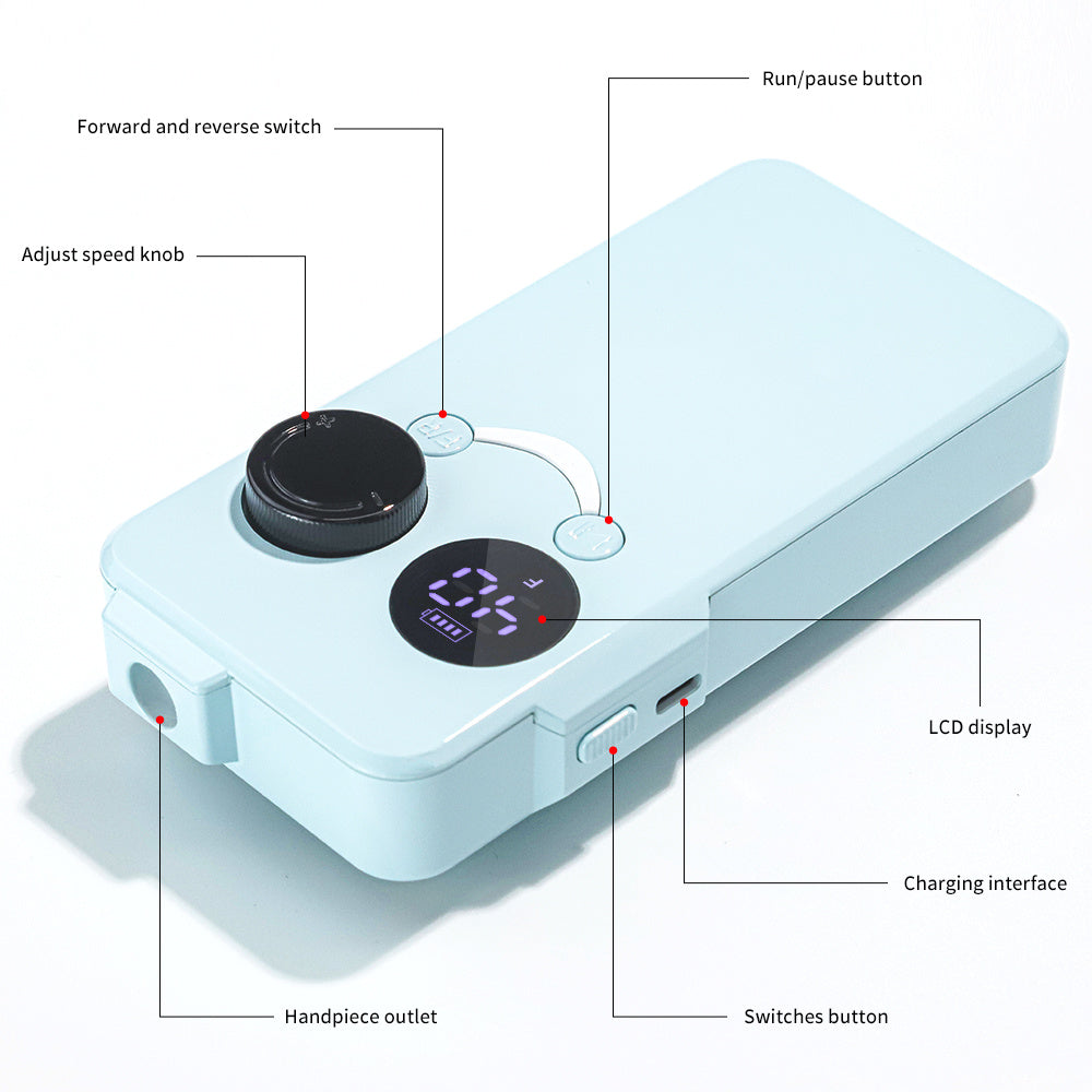 US Local 40000RPM Nail Drill Professional Cordless Electric Nail Drill Machine Rechargeable Portable Acrylic Gel Grinder Tools With 6 Bits And Sanding Bands For Manicure Pedicure Carve Polish