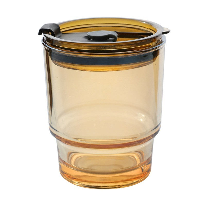 Creative Portable Bamboo Cup With Lid Straw Glass
