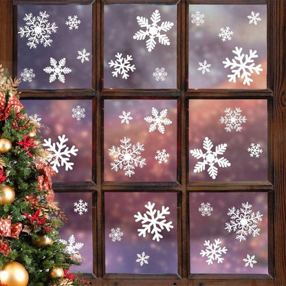 US Local 135Pcs Christmas Window Clings Snowflakes Window Decals Static Window Stickers For Christmas Decorations Window Decor Ornaments Xmas Party Supplies Thanksgiving Party Decor -5-Sheet,Christmas