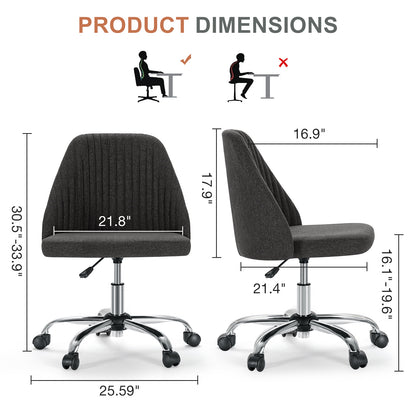 US Local Modern Fabric Armless Adjustable Swivel Office Desk Chairs With Wheels