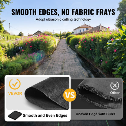 US Local VEVOR Garden Weed Barrier Fabric, 5.8 OZ Heavy Duty Landscape Fabric,Weed Block Control For Garden Ground Cover, Woven Geotextile Fabric For Landscaping, Gardening, Underlayment, Black