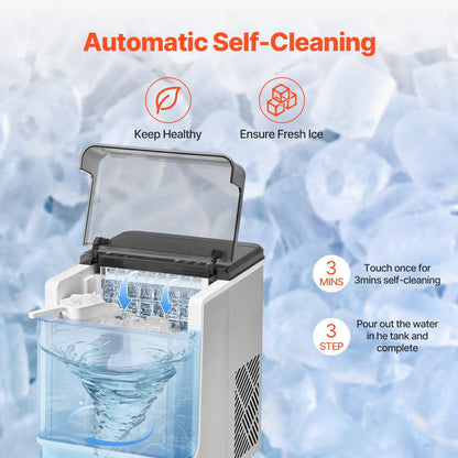 US Local Portable Countertop Ice Maker 50Lbs 24H Self-Cleaning With 3 Sizes Ice Cube