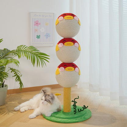 US Local Cute Puffer Fish-shaped Cat Climbing Frame, Three-tier Climbing Tower With Base, Indoor Cat Scratching Post Climbing Frame With Vertical Claw Interactive Cat Toy, Suitable For Cats Of All Sizes