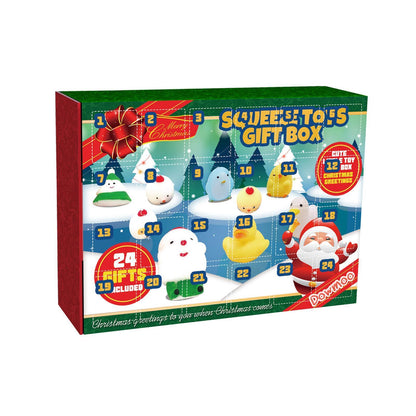 US Local Christmas Squeezable Gift Box, 24-compartment Countdown Blind Box, Squeezeable Cartoon Toy For Stress Relief.