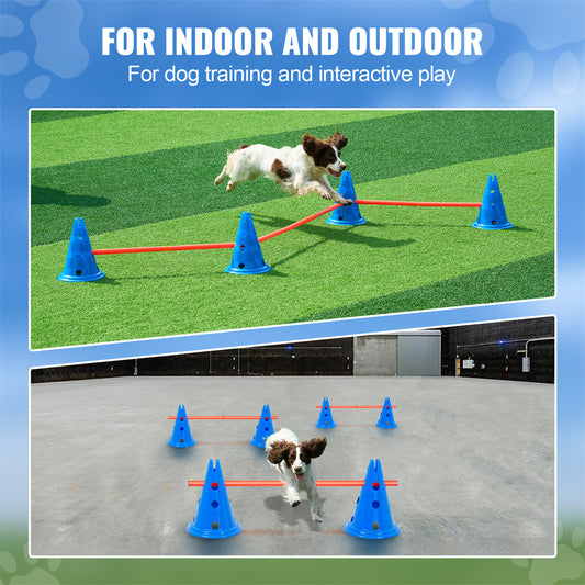 US Local VEVOR Dog Agility Hurdle Cone Set 6 PCS Kit-12 XCones 6 XAgility Rods With Bag