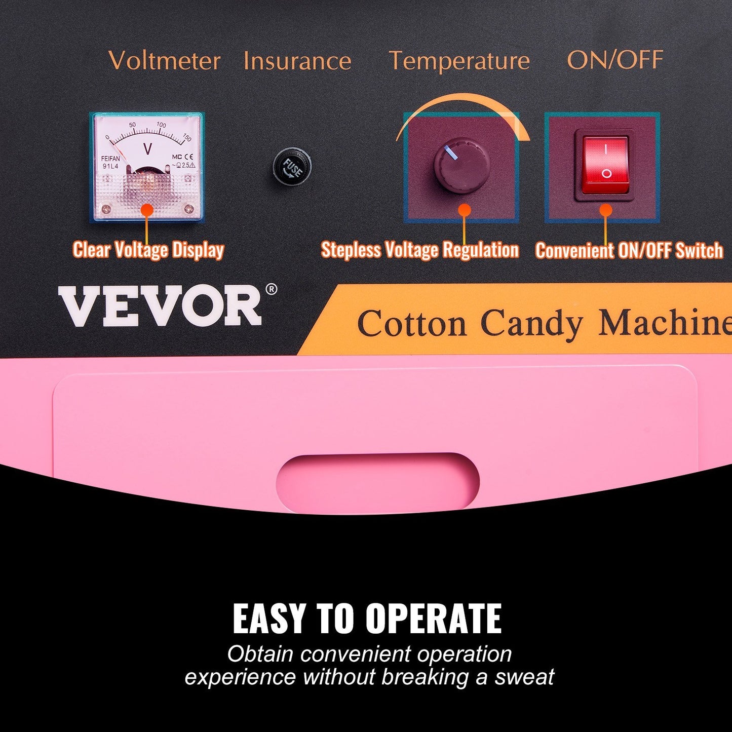 US Local VEVOR Electric Cotton Candy Machine, 1000W Candy Floss Maker, Commercial Cotton Candy Machine With Stainless Steel Bowl, Sugar Scoop, And Drawer, Perfect For Home Kids Birthday, Family Party Pink