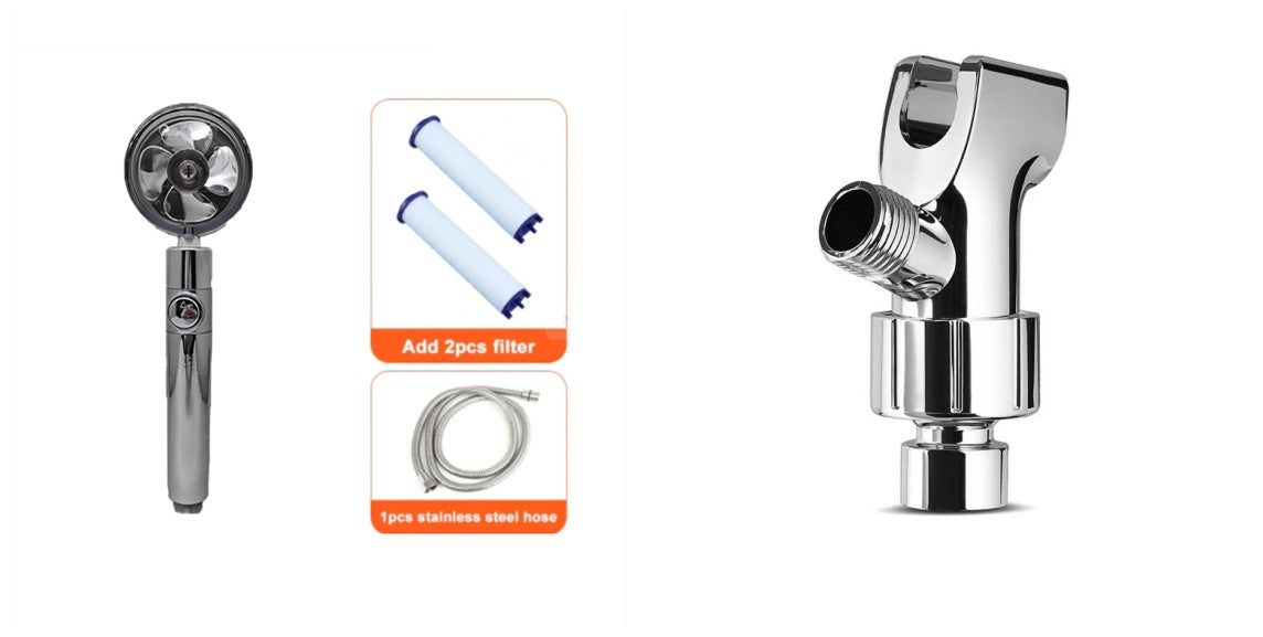 US Local Shower Head Water Saving Flow 360 Degrees Rotating With Small Fan ABS Rain High Pressure Spray Nozzle Bathroom Accessories