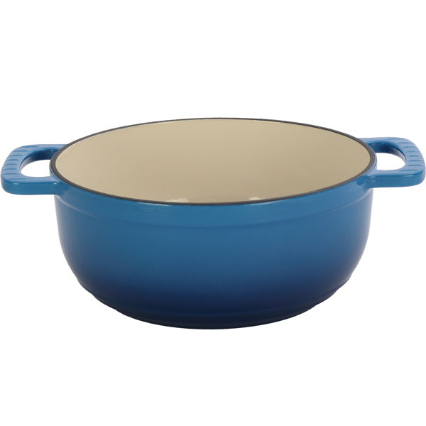 US Local Cast Iron 6QT Cooking Pot - Gradient Blue - Includes Two Silicone Gloves - Enamel Pot