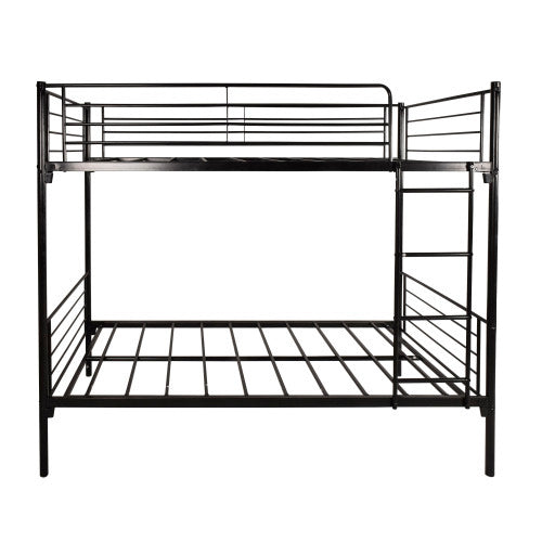 US Local Twin-Over-Twin Bunk Bed With Metal Frame And Ladder, Space-Saving Design,White