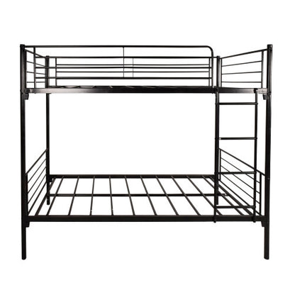 US Local Twin-Over-Twin Bunk Bed With Metal Frame And Ladder, Space-Saving Design,White