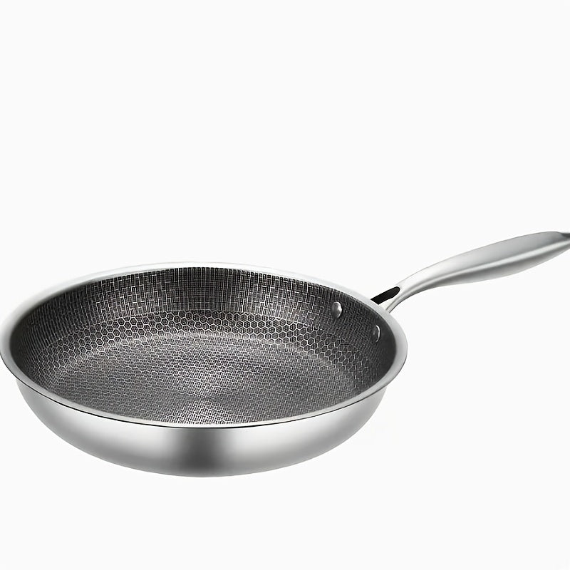 1PC Household Kitchen Honeycomb Stainless Steel Non Stick Frying Pan,Easy To Clean, Suitable For Frying Steak, Fish, And Eggs,Suitable For All Stoves
