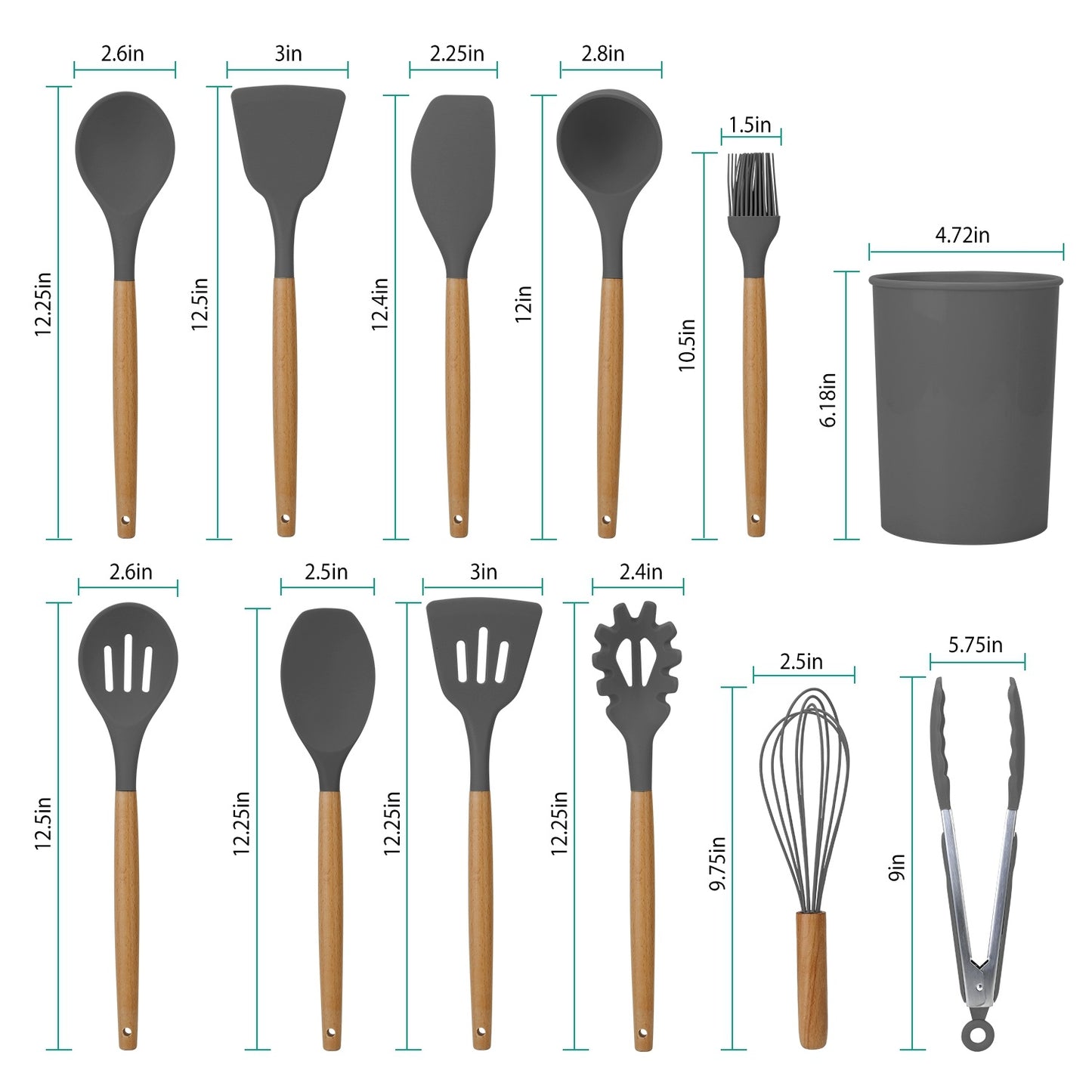 US Local 11 Piece Silicone Cooking Tool Set