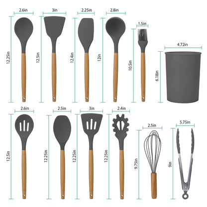 US Local 11 Piece Silicone Cooking Tool Set