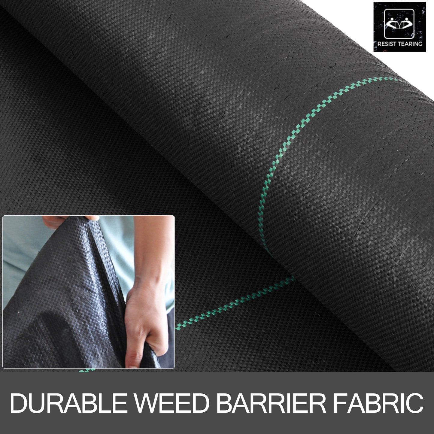 US Local VEVOR 6FT300FT Premium Weed Barrier Fabric Heavy Duty 2.4OZ, Woven Weed Control Fabric, High Permeability Good For Flower Bed, Geotextile Fabric For Underlayment, Polyethylene Ground Cover