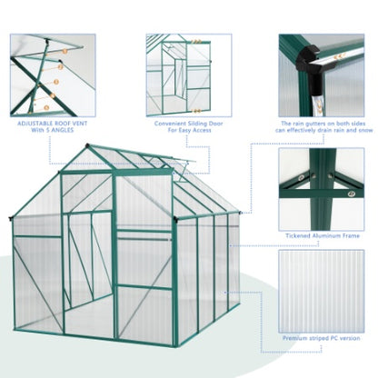US Local Green-6 X 8 FT Outdoor Patio Greenhouse