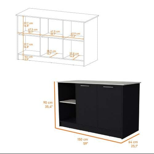 US Local Black And Onyx Double Door Cabinets Kitchen Island