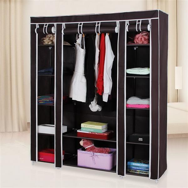 US Local Non Woven Wardrobe With 5 Layers And 12 Compartments