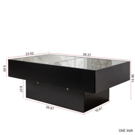 US Local Coffee Table With Sliding Tabletop, Center Table With Hidden Storage Compartment, Extendable Table For Living Room