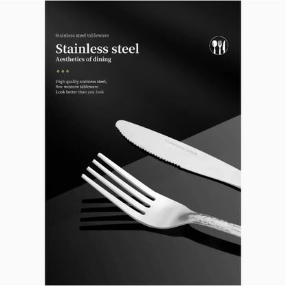 US Local Product Name  Deluxe Premium Cutlery Flatware Set For The Home  Stainless Steel Cutlery Service With 1 Dinner Fork, 1 Dinner Knife, 1 Dinner Spoon And 1 Tea Spoon  Durable, Elegant And Rust  Resista