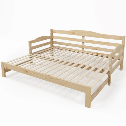 UK Local Daybed Cabin Bed SIngle Guest Bed Sofa Bed, Pull Out Trundle For Living Room And Bedroom - 3 FT 90 X190 Cm -Natural