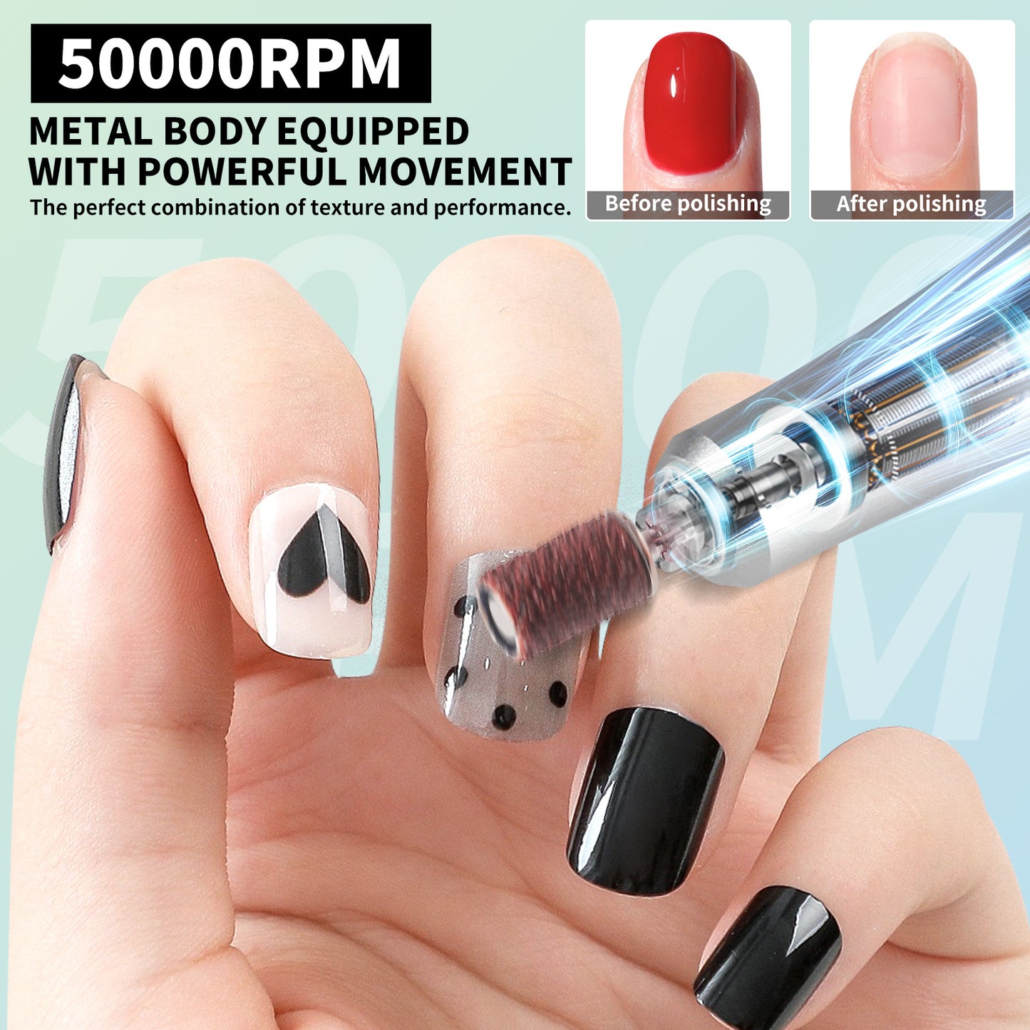 US Local Electric 45000RPM Nail Drill Machine Rechargeable Portable Nail File Electric DIY Nail Drill Kit With Smart LCD Screen For Gel Nail Manicure And Pedicure Reflective Body Etc