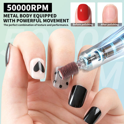 US Local Electric 45000RPM Nail Drill Machine Rechargeable Portable Nail File Electric DIY Nail Drill Kit With Smart LCD Screen For Gel Nail Manicure And Pedicure Reflective Body Etc