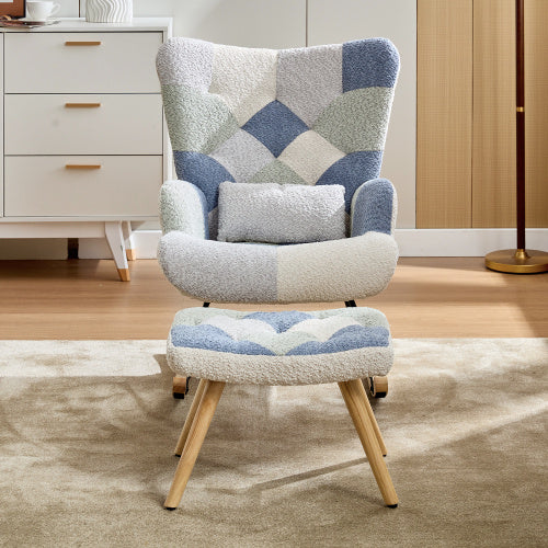 UK Local Rocking Chairs For Adults, Tteddy Rocking Chair Relaxing Recliner Chair With Solid Wood Legs High Back Lounge Chairs For Balcony Living Room Bedroom