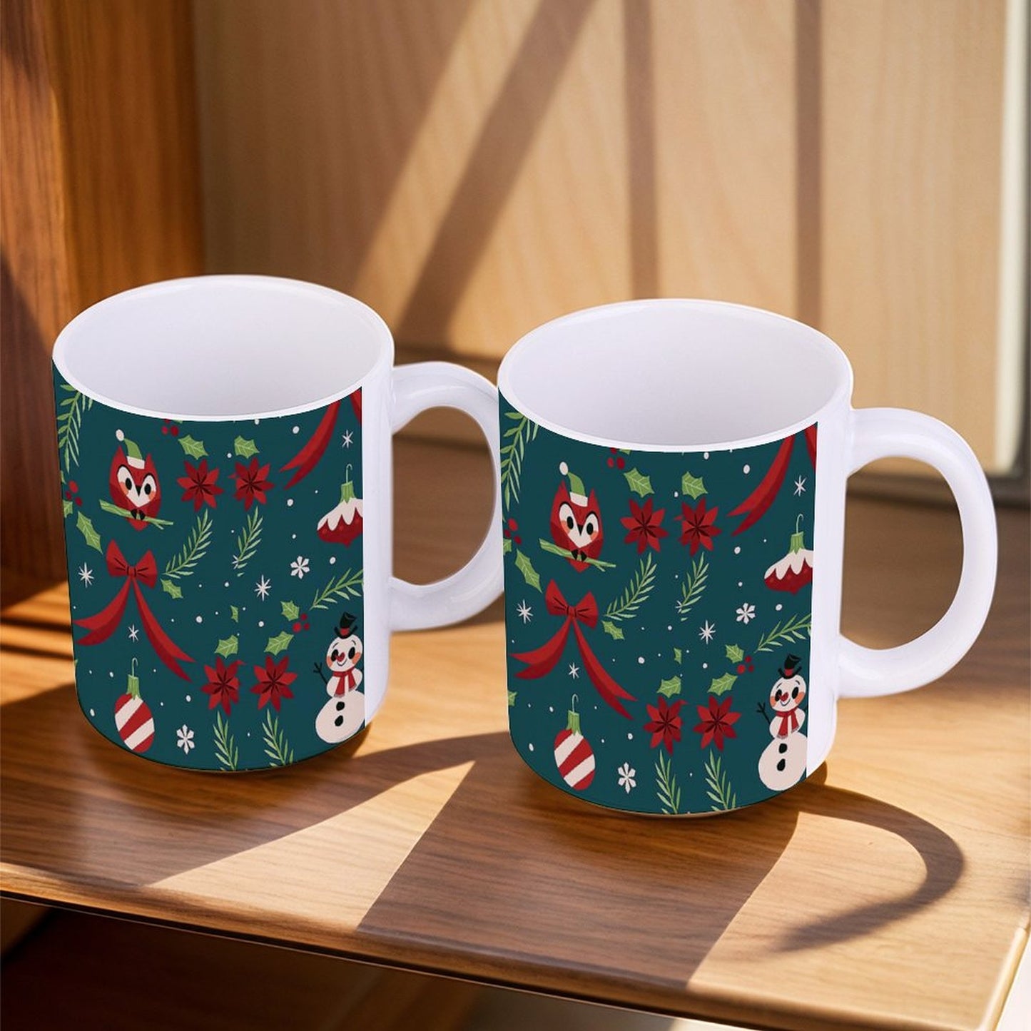 POD US Local White mug with full print, Christmas Snowman Gift 0058