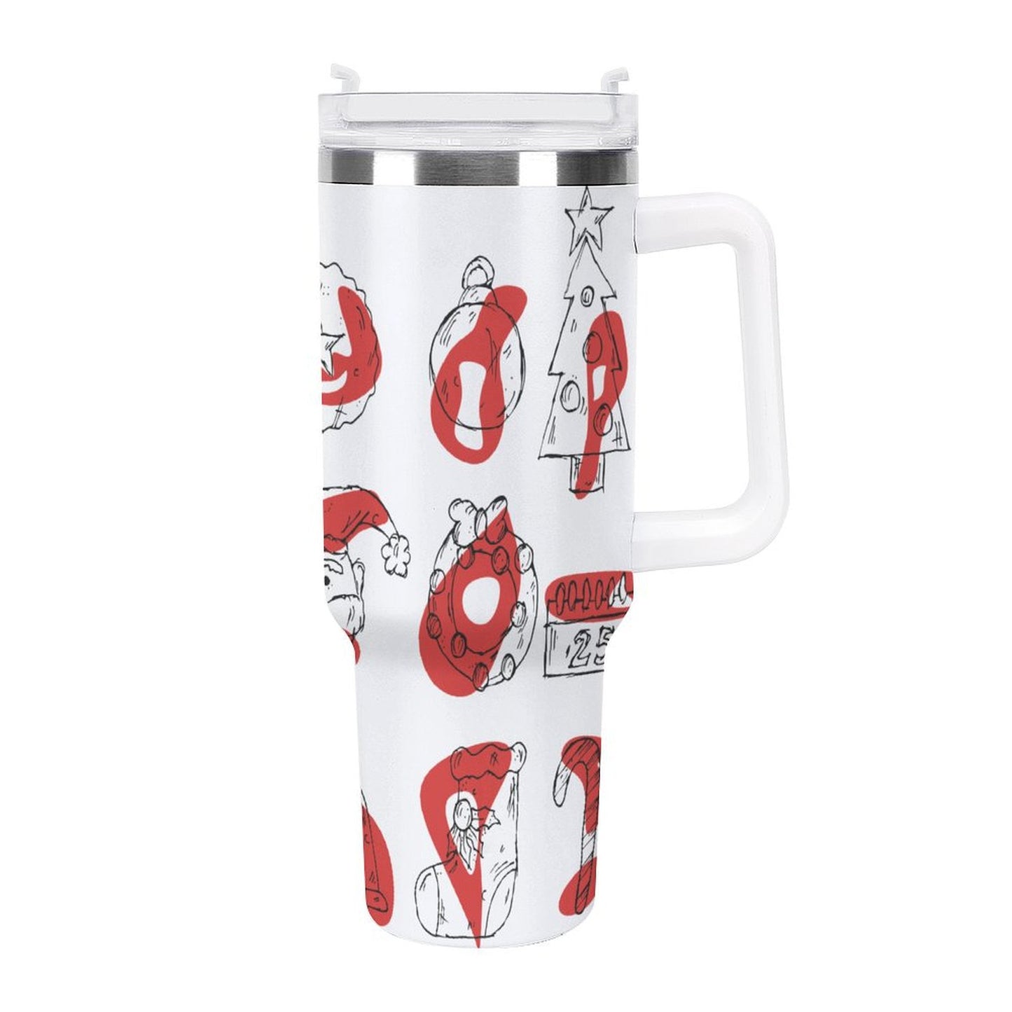 POD US Local Tumbler 40 oz Large Capacity Car Cup Christmas Sketch, Color Block