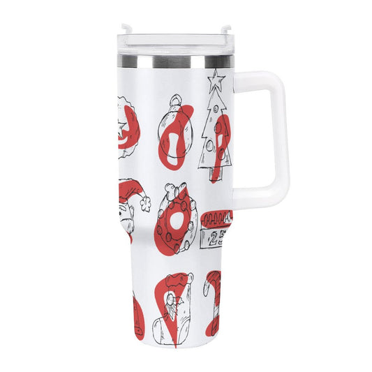 POD US Local Tumbler 40 oz Large Capacity Car Cup Christmas Sketch, Color Block