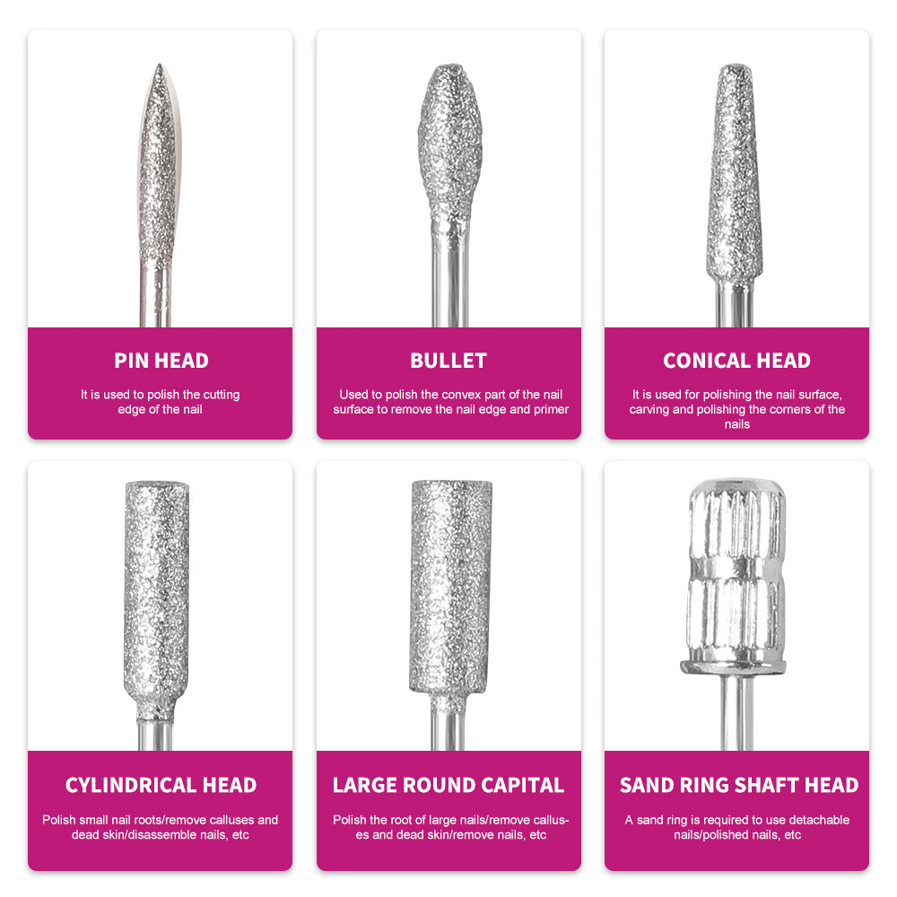 US Local 45000RPM Professional Nail Drills Kit With 6 Drill Bits, Portable Electric Nail Drill For Acrylic Nails Gel Polishing Removing, Rechargeable Nail File Machine For Manicure Pedicure Salon Home