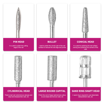 US Local 45000RPM Professional Nail Drills Kit With 6 Drill Bits, Portable Electric Nail Drill For Acrylic Nails Gel Polishing Removing, Rechargeable Nail File Machine For Manicure Pedicure Salon Home