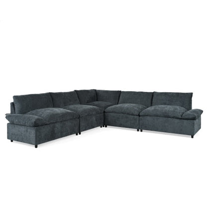 US Local 115.5 Modular Deep Gray Sectional Sofa With Durable Polyester Upholstery, Plush Cushions, Hidden Storage Compartments, And Versatile Design For Living Room, Lounge, Or Office